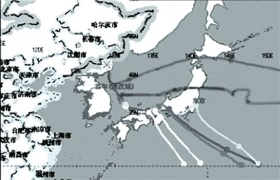 中國環(huán)保部發(fā)布的模擬軌跡圖。